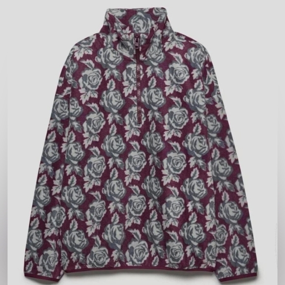ARITZIA TNA Polar Fleece 1/4 Zip Purple Roses Women’s Size Small - Picture 3 of 9